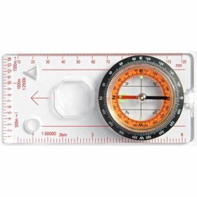 Portable Compass With Ruler Scale For Scout Hiking Camping Boating; Orienteering Map; Professional Magnifying Compass - Orange