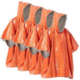 Emergency Rain Poncho Weather Proof Outdoor Survival Camping Gear - Orange - Camping supplies