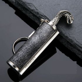 Creative Metal Keychain Lighter Wild Fire Ten Thousand Times Use Kerosene Lighters Gifts For Men - Antique nickel snowflake snake