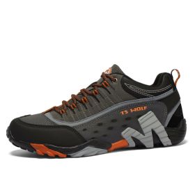 Outdoor Lover Trekking Shoes Men Waterproof Hiking Shoes Mountain Boots Genuine Leather Woodland Hunting Tactical Shoes - Men-Dark gray-Orange - 37