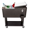 Outdoor Patio Party Rolling Steel Construction 80 Quart Bar Cooler - As pic show - Beverage Cooler Bar Table