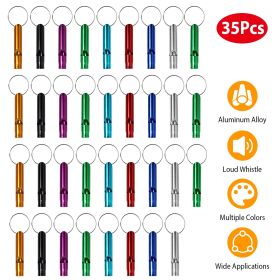 35Pcs Emergency Whistles Extra Loud Aluminum Alloy Whistle with Key Chain Ring for Camping Hiking Hunting Outdoor Sports Emergency Situations - Whistl