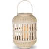 Gerson International 13.38-inch Tall Natural Bamboo Lantern with 6-inch tall battery operated candle - Gerson International