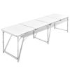 Foldable Camping Table Height Adjustable Aluminum 94.5"x23.6" - White