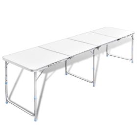 Foldable Camping Table Height Adjustable Aluminum 94.5"x23.6" - White