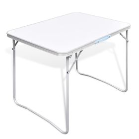 Foldable Camping Table with Metal Frame 31.5"x23.6" - White