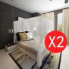 2 pcs Mosquito Net Bed Net Set Square 3 Openings - White