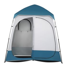 90x90x48" Portable Outdoor Pop UP Camping Shower Tent Enclosure, Shower Shelter, Changing Room, Dressing Tent, 2 Rooms, Instant Tent Blue/White RT - W