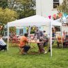 10 x 10 Feet Outdoor Pop-up Patio Canopy for  Beach and Camp - White