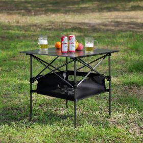 1-piece Folding Outdoor Table with Carrying Bag,Lightweight Aluminum Roll-up Square Table for indoor, Outdoor Camping, Picnics, Beach,Backyard, BBQ, P