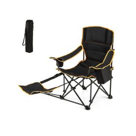 Folding Camping Chair with Footrest Camping Lounge Chair with Carry Bag - Black