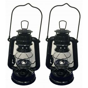 Lot of 2 - 8 Inch Black Hurricane Kerosene Oil Lantern Hanging Light / Lamp - OMNI