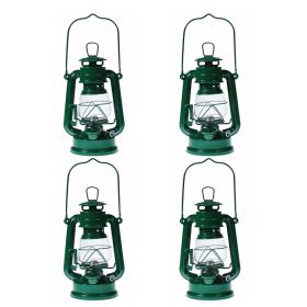 Lot of 4 - Hurricane Kerosene Oil Lantern Emergency Hanging Light Lamp - Green - 8 Inch - OMNI