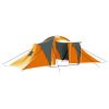 Camping Tent 9 Persons Fabric Gray and Orange - Orange