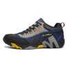 Outdoor Lover Trekking Shoes Men Waterproof Hiking Shoes Mountain Boots Genuine Leather Woodland Hunting Tactical Shoes - Men-Dark blue-Yellow - 43