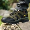 Waterproof Mens Hiking Sneakers Mountain Climbing Shoes Men Outdoor Trekking Sport Shoes Men Non-Slip Hunting Trekking Boots - Dark Grey - 39