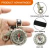 Mini Waterproof Shockproof Compass With Keychain; Emergency Survival Equipment For Outdoor Hiking Camping Adventure - 1