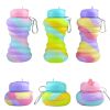 550ML Collapsible Water Bottles Outdoor Sports Fold Water Cup Silicone Leakproof Portable Kettle Travel Children Adult Bottle - 550ML - A