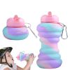 550ML Collapsible Water Bottles Outdoor Sports Fold Water Cup Silicone Leakproof Portable Kettle Travel Children Adult Bottle - 550ML - A