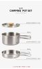 Outdoor hiking 304 stainless steel pot folding handle camping portable frying pan soup pot home picnic cookware set - Outdoor hiking 304 stainless ste