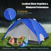 2-in-1 4 Person Instant Pop-up Waterproof Camping Tent - Blue