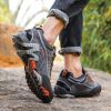 Outdoor Lover Trekking Shoes Men Waterproof Hiking Shoes Mountain Boots Genuine Leather Woodland Hunting Tactical Shoes - Dark grey orange - 40