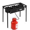 Outdoor Camp Stove High Pressure Propane Gas Cooker Portable Cast Iron Patio Cooking Burner (Three Burner 225000-BTU) - as pic