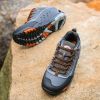 Outdoor Lover Trekking Shoes Men Waterproof Hiking Shoes Mountain Boots Genuine Leather Woodland Hunting Tactical Shoes - Dark grey orange - 45