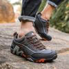 Outdoor Lover Trekking Shoes Men Waterproof Hiking Shoes Mountain Boots Genuine Leather Woodland Hunting Tactical Shoes - Dark grey orange - 42