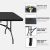 8ft Folding Table, Portable Plastic Table for Camping, Picnics, Parties, High Load Bearing Foldable Table Black - as Pic