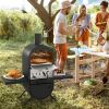 Outdoor Pizza Oven with 600D Oxford Fabric Cover 12 Inch Pizza Stone and Cooking Grill - as show