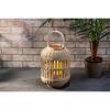 Gerson International 13.38-inch Tall Natural Bamboo Lantern with 6-inch tall battery operated candle - Gerson International