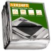 12x24ft Heavy Duty Poly Tarp/ Silver+Black - As Picture