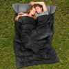 Traving Camping Portable Duble Person Waterproof Sleeping Bag W/ 2 Pillows - Black - Sleeping Pad