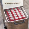 Outsunny Outdoor Cooler Cart, Rolling Beverage Ice Chest, Rugged Steel Patio Cooler with Locking Wheels, 60 Quart Capacity for Poolside BBQs, Brown -