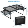 Foldable Camping Table Collapsible Picnic Aluminum Alloy Grill Stand 88LBS Max Load BBQ Table with 2 Side Trays - Black