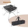 3-in-1 Camping Campfire Grill with Stainless Steel Grills Carrying Bag & Gloves - Silver