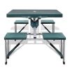 Foldable Camping Table Set with 4 Stools Aluminum Extra Light Green - Green