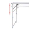 Foldable Camping Table Set with 6 Stools Height Adjustable 70.9"x23.6" - White