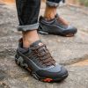 Outdoor Lover Trekking Shoes Men Waterproof Hiking Shoes Mountain Boots Genuine Leather Woodland Hunting Tactical Shoes - Dark grey orange - 40