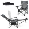 Camping Lounge Chair with Detachable Footrest Adjustable Backrest - Gray