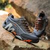 Outdoor Lover Trekking Shoes Men Waterproof Hiking Shoes Mountain Boots Genuine Leather Woodland Hunting Tactical Shoes - Dark grey orange - 45