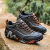 Outdoor Lover Trekking Shoes Men Waterproof Hiking Shoes Mountain Boots Genuine Leather Woodland Hunting Tactical Shoes - Dark grey orange - 45