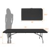 8ft Folding Table, Portable Plastic Table for Camping, Picnics, Parties, High Load Bearing Foldable Table Black - as Pic