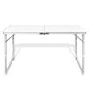 Foldable Camping Table Height Adjustable Aluminum 47.2"x23.6" - White