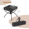 3-in-1 Camping Campfire Grill with Stainless Steel Grills Carrying Bag & Gloves - Black