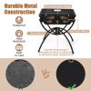 3-in-1 Camping Campfire Grill with Stainless Steel Grills Carrying Bag & Gloves - Black