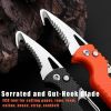 Multitool Keychain Knife; Small Pocket Box/Strap Cutter; Razor Sharp Serrated Blade And Paratrooper Hook; EDC Folding Knives - [Orange+White]*2+[Black