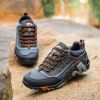 Outdoor Lover Trekking Shoes Men Waterproof Hiking Shoes Mountain Boots Genuine Leather Woodland Hunting Tactical Shoes - Dark grey orange - 45