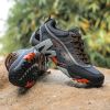 Outdoor Lover Trekking Shoes Men Waterproof Hiking Shoes Mountain Boots Genuine Leather Woodland Hunting Tactical Shoes - Dark grey orange - 45